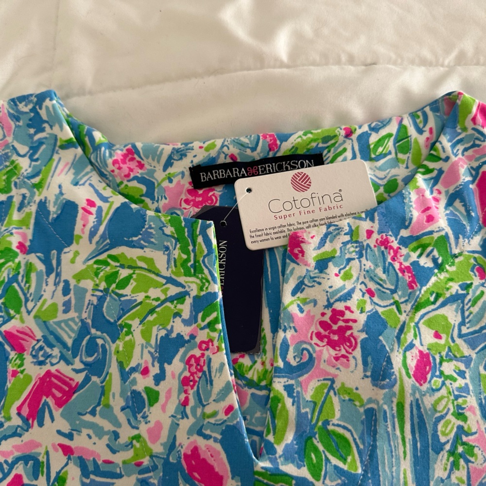 Barbara Erickson Colorful Floral Sleeveless Dress